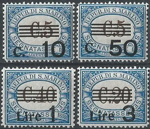 1940 San Marino segnatasse 4v. MNH Sassone n. 60/63
