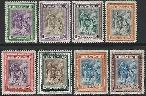 1947 San Marino Ricostruzione 8v. MNH Sass. n. 312/17+A