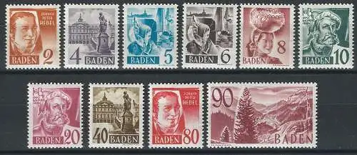 1948 Germania Baden 10v. MNH Unif n. 28/37