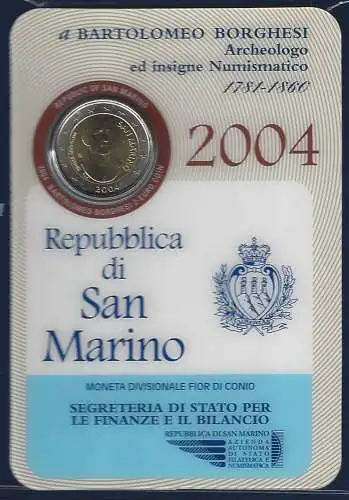 2004 San Marino euro 2,00 Bartolomeo Borghesi FDC - BU