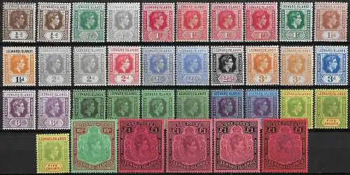 1938-51 Leeward Islands Giorgio VI 36v. MNH SG n. 95/114+abc