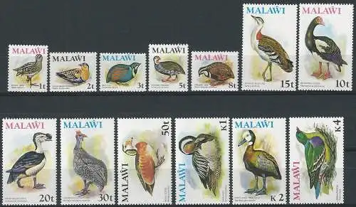 1975 Malawi Birds 13v. MNH SG. n. 473/504
