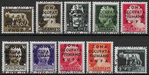 1941 Fiumano Kupa 10v. MNH Sass. n. 15/24