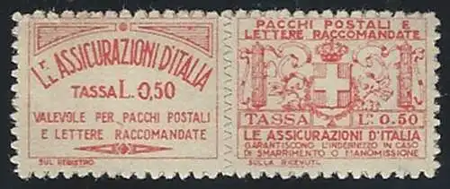 1926 Italia Assicurativi 25c. rosso MNH Sassone n. 2