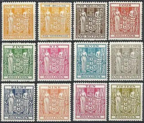 1940-58 New Zealand fiscal stamps 12v. MH SG. n. 191/202
