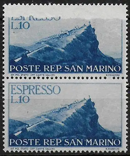 1945-46 San Marino L. 10 stampa evanescente MNH Sass. n. Exp 10a