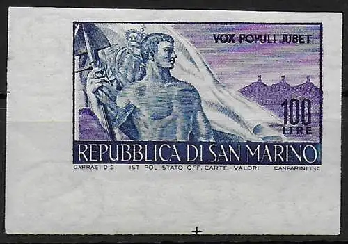 1948 San Marino Lavoratori L. 100 nd MNH Sass. n. 340a