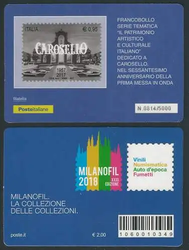 2018 Italia tessera filatelica Milanofil XXXI. edizione