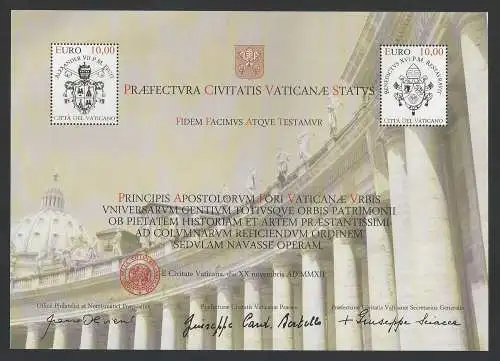 2012 Vaticano colonnato MS senza scritta MNH Unificato n. 76Aa