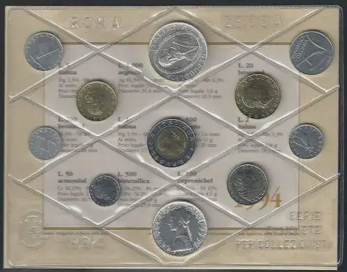1994 Italia divisionale Tintoretto 11 monete FDC-BU