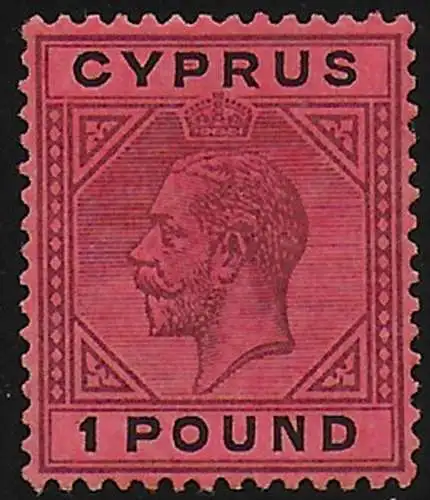 1923 Cyprus George V 1£ purple and black-red MLH SG n. 101