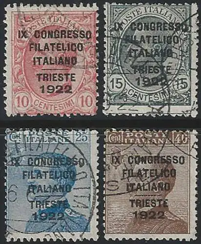 1922 Italia Congresso Filatelico cancelled Sassone n. 123/26