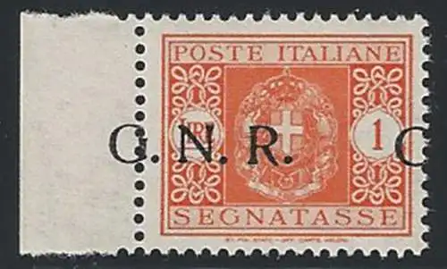 1944 Repubblica Sociale segnatasse Lire 1 G.N.R. Verona var bf MNH Sassone n. 55d