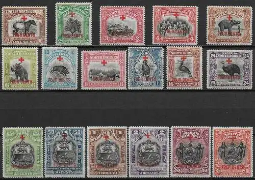 1918 North Borneo Red Cross 17v. MNH SG n. 235/52