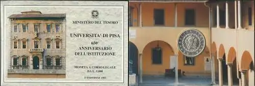 1993 Italia Lire 5000 Università di Pisa FDC-BU