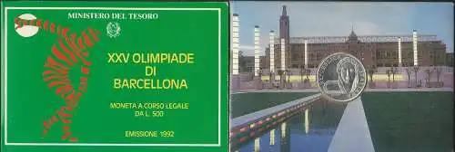 1992 Italia L. 500 XXV Olimpiadi di Barcellona FDC