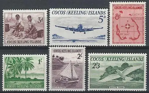 1963 Cocos Islands 6v. MNH SG n. 1/6 £ 20,00