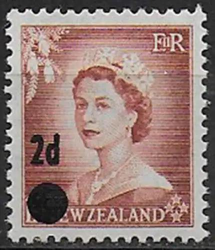 1958 New Zealand 2d. on 1½ n. 725 MNH SG n. 763b