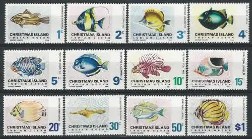 1968-70 Christmas Island fishes 12v. MNH SG n. 22/31
