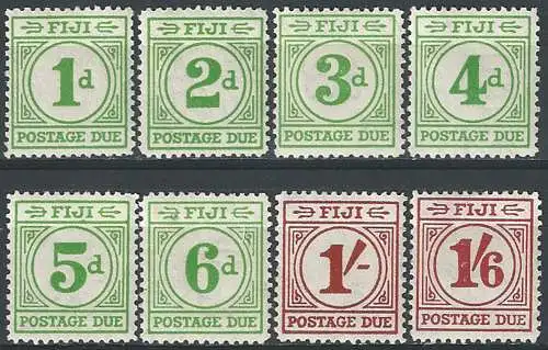 1940 Fiji Giorgio VI segnatasse 8v. MNH SG. n. D11/18