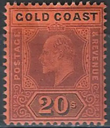 1902 Gold Coast Edoardo VII 20s. MH SG n. 48
