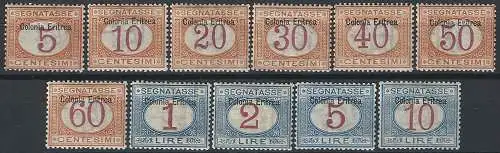 1903 Eritrea segnatasse 11v. bc MNH Sassone n. 1/11