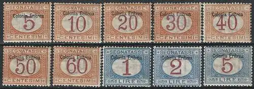1903 Eritrea Segnatasse 10v. MNH Sassone n. 1/10