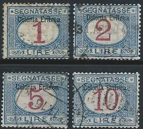 1903 Eritrea Segnatasse 4v. cancelled Sassone n. 8/11