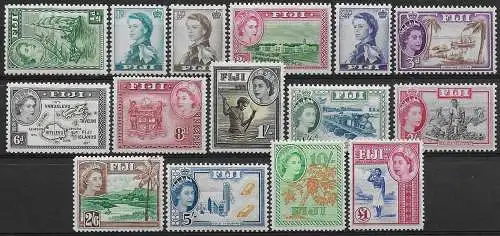 1956-58 Fiji Elizabeth II 15v. MNH SG n. 280/95