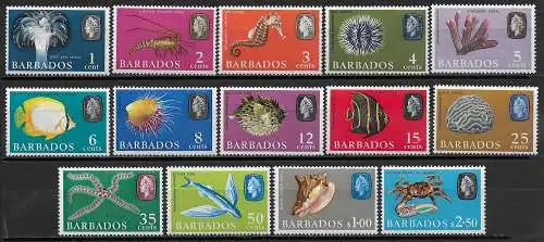 1965 Barbados marine wildlife 14v. MNH SG n. 322/35