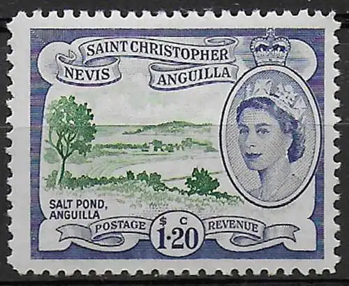 1963 St Christopher Elisabetta II $ 1,20 violet blu MNH SG n. 117a
