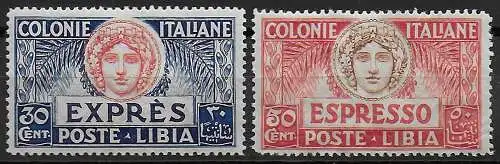 1921 Libia Espressi Italia Turrita bc. MNH Sassone n. 3/4