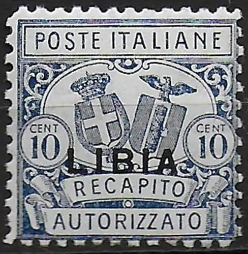 1929 Libia RA Stemmi 10c. azzurro MNH Sassone n. 1