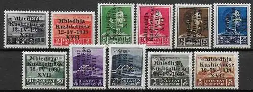 1939 Albania italiana 11v. MNH Sass n. 1/11