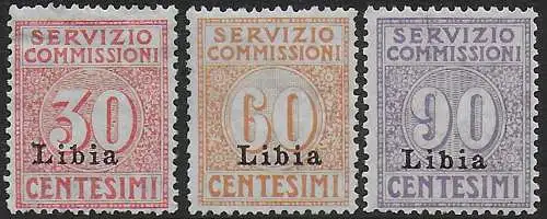 1915 Libia Commission Service 3v. MNH Sassone n. 1/3