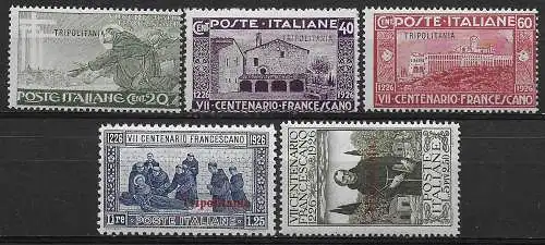 1926 Tripolitania San Francesco 6v. MNH Sassone n. 28/32