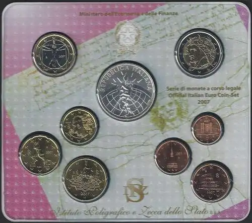 2007 Italia divisionale 9 monete FDC