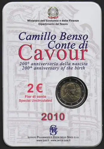 2010 Italia euro 2,00 Cavour FDC-BU