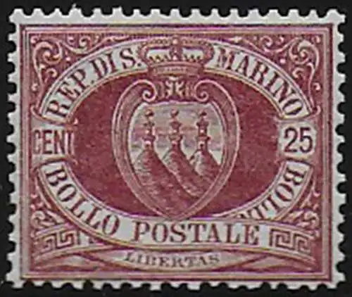 1890 San Marino 25c. lacca bc MNH Sassone n. 5