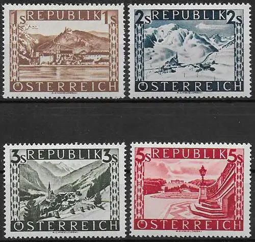 1945 Austria vedute 4v. MNH Unif. 629B/632B