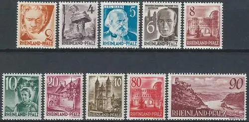 1948-49 Germania Renania 10v. MNH Unif n. 32/40
