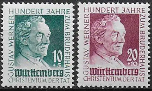 1949 Germania Wurttemberg 2v. MNH Unif n. 47/48