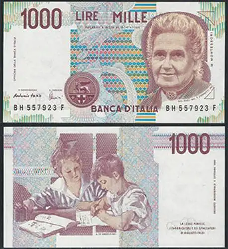 1998 Italia Lire 1.000 Maria Montessori FDS Rif BI 58H Gigante
