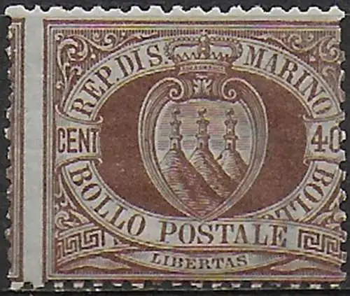 1894 San Marino stemma 40c. bruno mc MNH Sassone n. 17