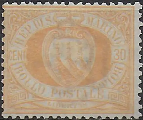 1892 San Marino 30c. light yellow MNH Sassone n. 16