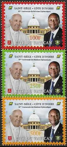 2020 Costa d'Avorio 3v. joint issue with Vatican City