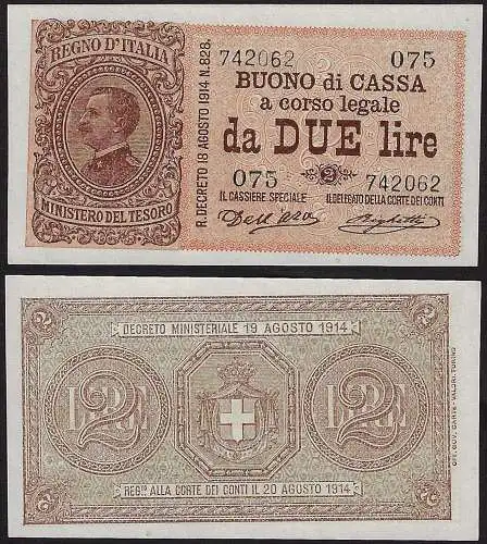 1914 Italia VE III Lire 2 FDS Rif BC 31 Alfa