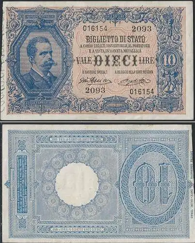 1914 Italia Umberto I Lire 10 STP Rif BS 77 Alfa