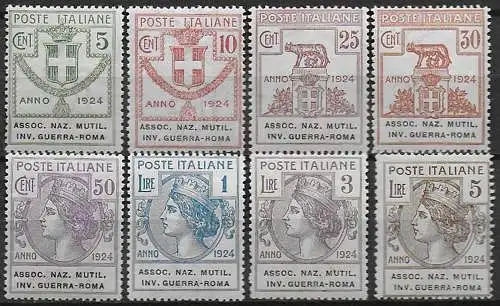 1924 Italia Semistatali Associazione Mutilati 8v. MNH Sassone n. 5/12