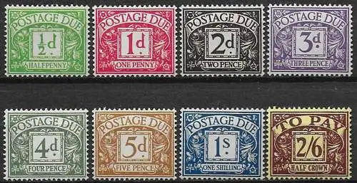 1937-38 Great Britain postage due 8v. MNH Unificato n. 24/31